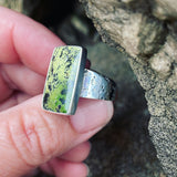 Serpentine and sterling silver ring