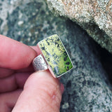 Serpentine and sterling silver ring