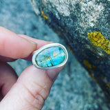 Blue Green Kyanite and Sterling Silver Ring