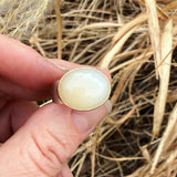 Peach Moonstone, 14K Gold and Sterling Silver Ring
