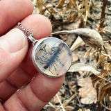 Dendritic Agate and Sterling Silver Pendant