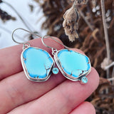 Golden Hills Turquoise, Swiss Blue Topaz and Sterling Silver Earrings