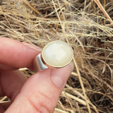 Peach Moonstone, 14K Gold and Sterling Silver Ring