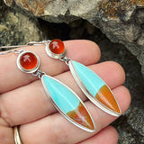 Honeycomb Chalcedony, Cuprite and Chrysocolla and Sterling Silver Earrings