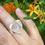 Dendritic Agate and Sterling Silver Heart Ring