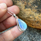 Rainbow Moonstone and Sterling Silver Pendant