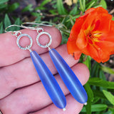Cultured Sea Glass (Periwinkle) and Sterling Silver Earrings