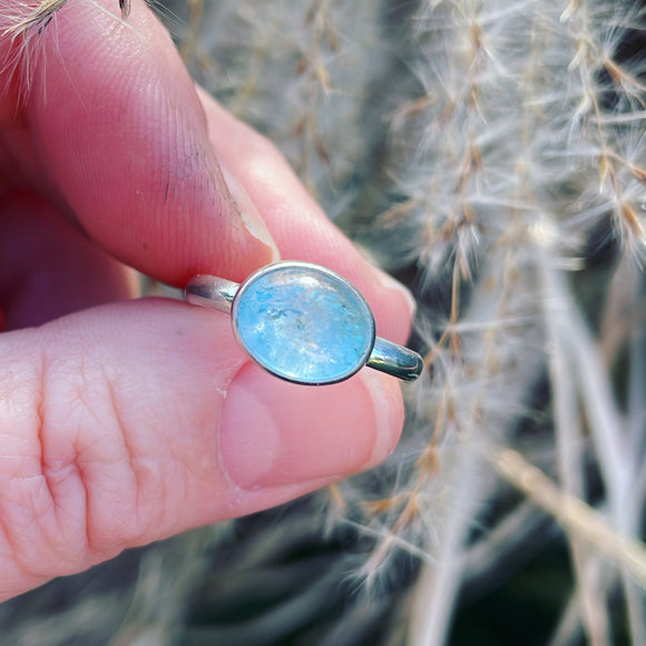 Aquamarine and sterling silver ring