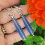 Cultured Sea Glass (Periwinkle) and Sterling Silver Earrings