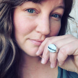 Snow Bowl Chalcedony and Sterling Silver Ring