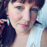 Honeycomb Chalcedony, Cuprite and Chrysocolla and Sterling Silver Earrings