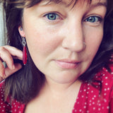 Cultured Sea Glass (Red) and Sterling Silver Earrings