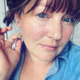 Cultured Sea Glass and Sterling Silver Heart Earrings