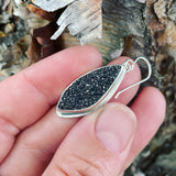 Black Drusy and Sterling Silver Earrings
