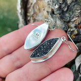 Black Drusy and Sterling Silver Earrings