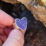 Titanium Drusy and Sterling Silver Heart Ring