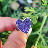 Titanium Drusy and Sterling Silver Heart Ring