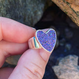Titanium Drusy and Sterling Silver Heart Ring