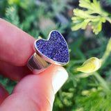 Titanium Drusy and Sterling Silver Heart Ring