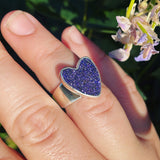 Titanium Drusy and Sterling Silver Heart Ring