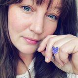 Titanium Drusy and Sterling Silver Heart Ring
