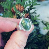 Moss Agate and Sterling Silver Ring