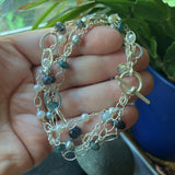 Labradorite, Pearl and Sterling Silver Multi Strand Bracelet