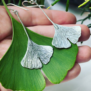 Sterling Silver Gingko Leaf Earrings