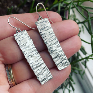 Birch Texture Sterling Silver Earrings