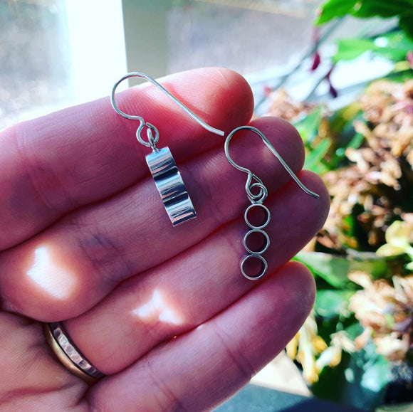 Tube Drop Sterling Silver Earrings