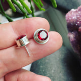 Almandine Garnet and Sterling Silver Post Earrings