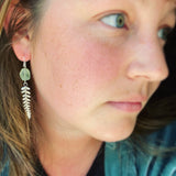 Prehnite and Sterling Silver Fern Earrings