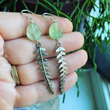 Prehnite and Sterling Silver Fern Earrings