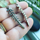 Prehnite and Sterling Silver Fern Earrings
