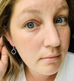 Diamond-shaped sterling silver earrings